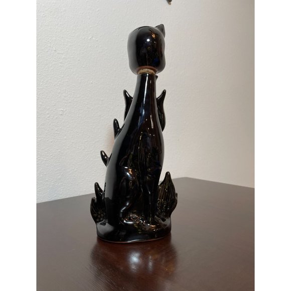 Vintage MCM Black Cat Whiskey Decanter - Artmark Japan - Fire Molded Clay - Picture 4 of 6